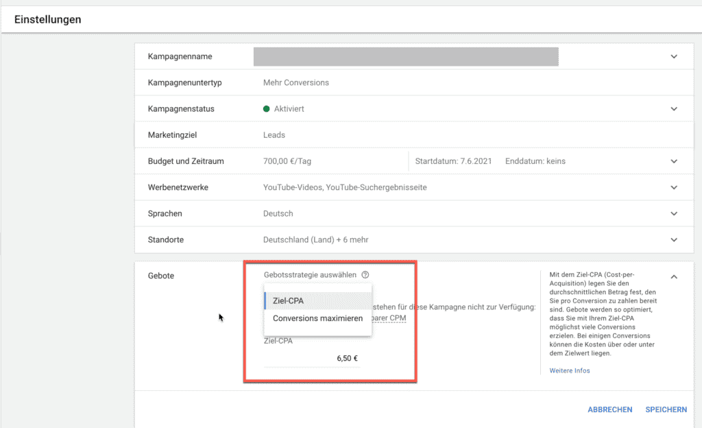 Google Ads Gebotsstrategie