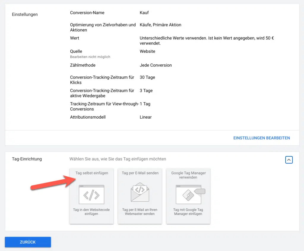 Google Ads Conversions in Wordpress & WooCommerce einbinden 2 Google Ads Conversion WordPress: Tag einfügen