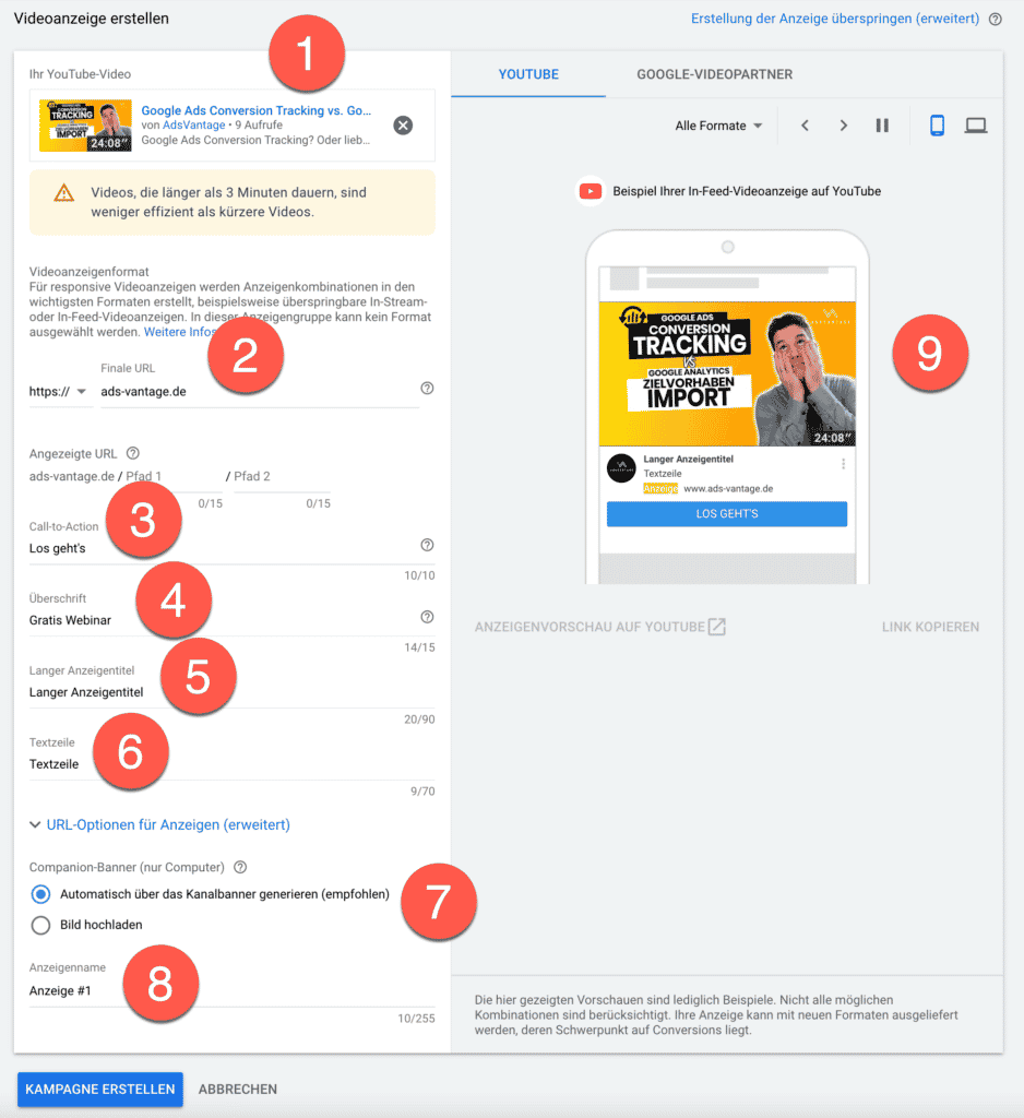 YouTube Werbeanzeigen erstellen