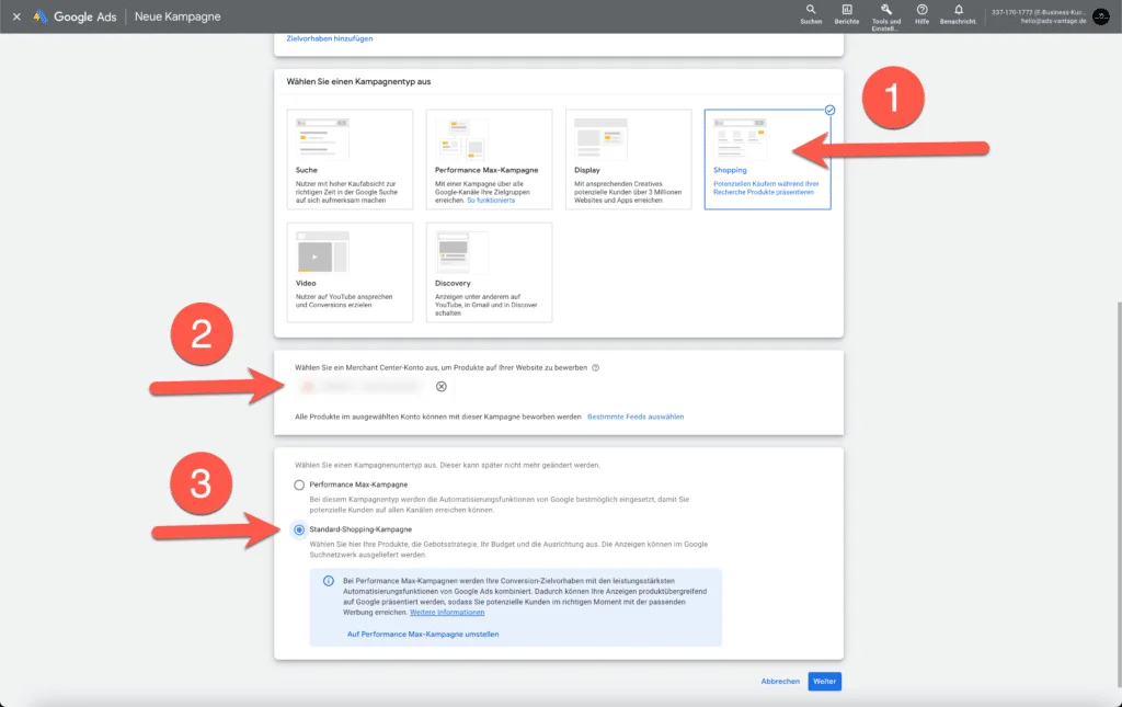 Google Ads für Onlineshops 2023 - Teil 3: Standard-Shopping 4 Standard-Shopping Google Merchant Center