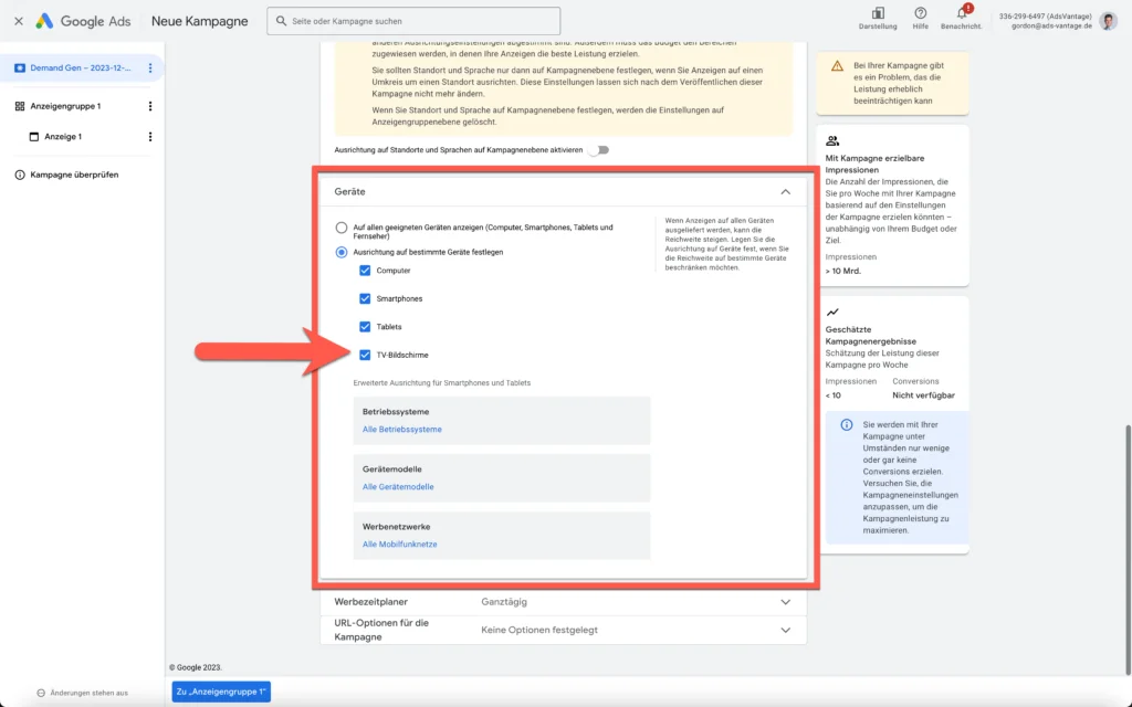 Demand Gen Google Ads: Kampagne erstellen & Best Practices 15 Demand Gen Ausrichtung auf Geräte