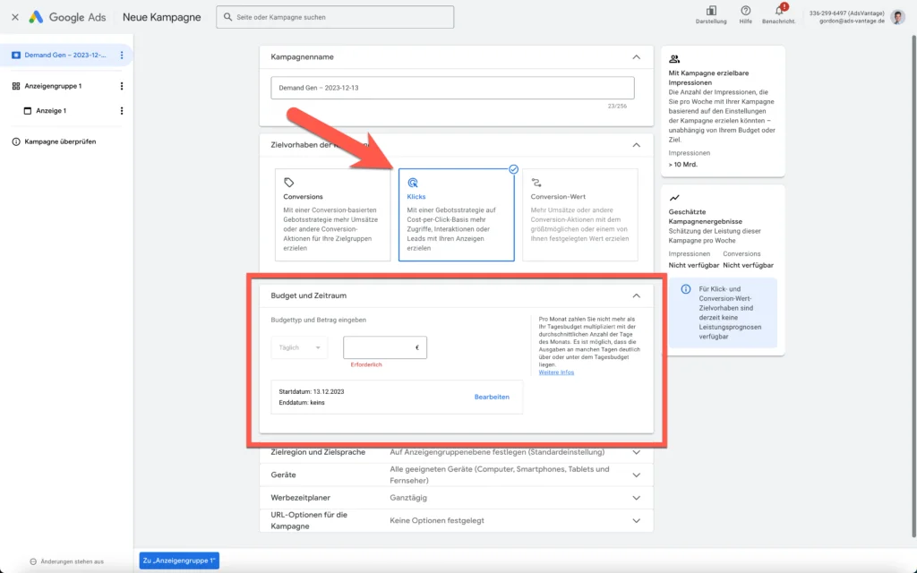 Demand Gen Google Ads: Kampagne erstellen & Best Practices 8 Demand Gen Klicks