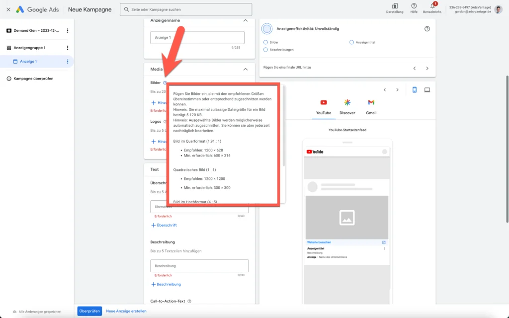 Demand Gen Google Ads: Kampagne erstellen & Best Practices 26 Demand Gen Spezifikationen