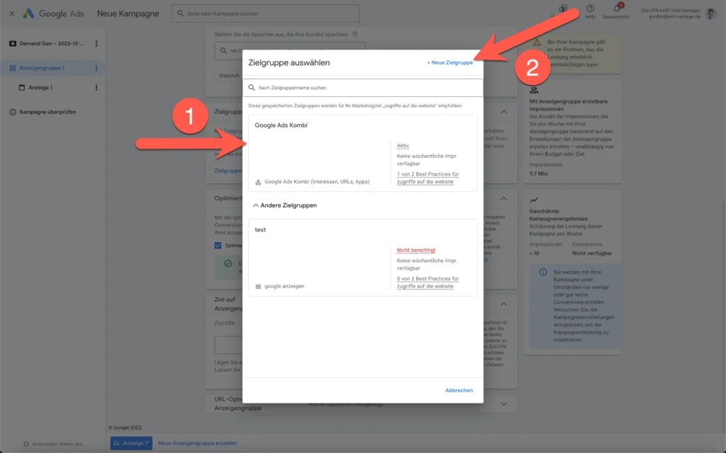 Demand Gen Google Ads: Kampagne erstellen & Best Practices 19 Demand Gen Zielgruppe auswählen