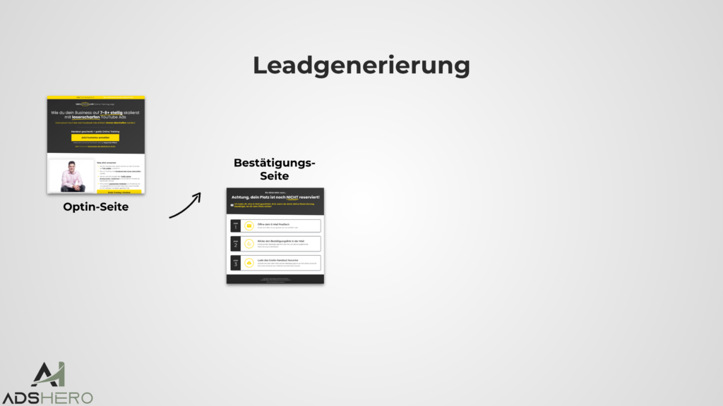 Leadgenerierung Bestätigungsseite